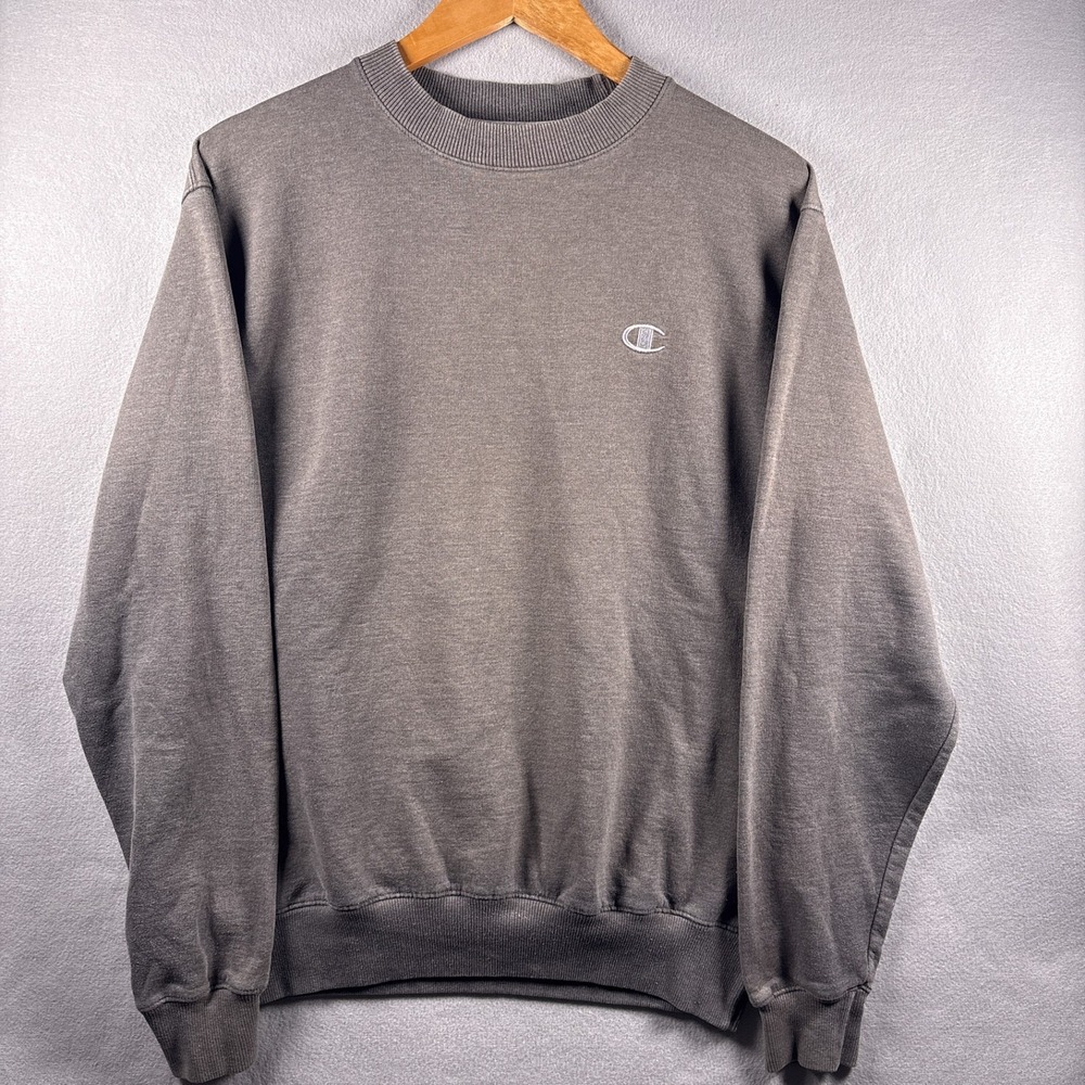 Vintage Y2K Champion Medium Faded Gray Brown Crewneck Sweatshirt Grunge